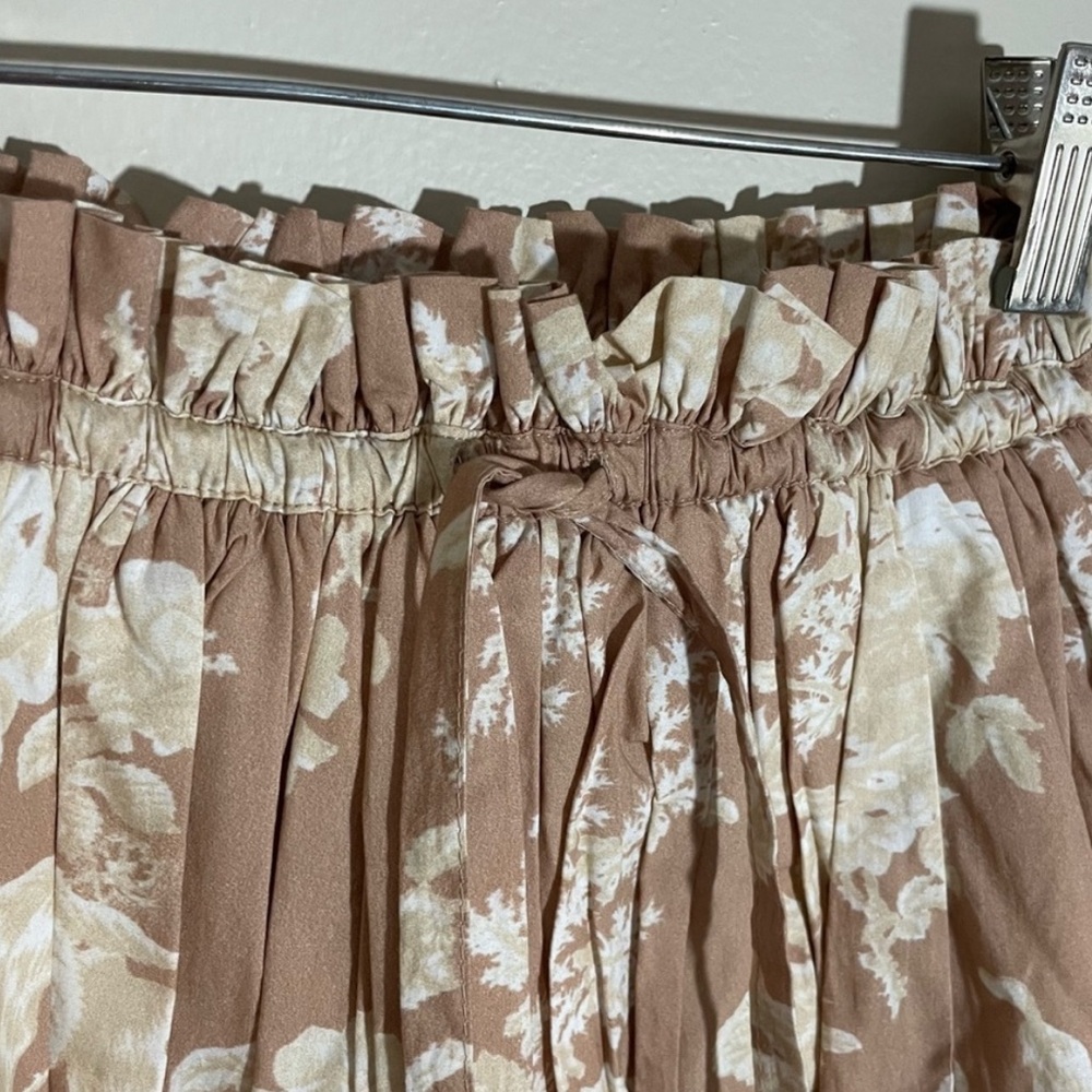 LoveShackFancy Cream Floral Mini Skirt (Dusty Pink Base) - Picture 5 of 8